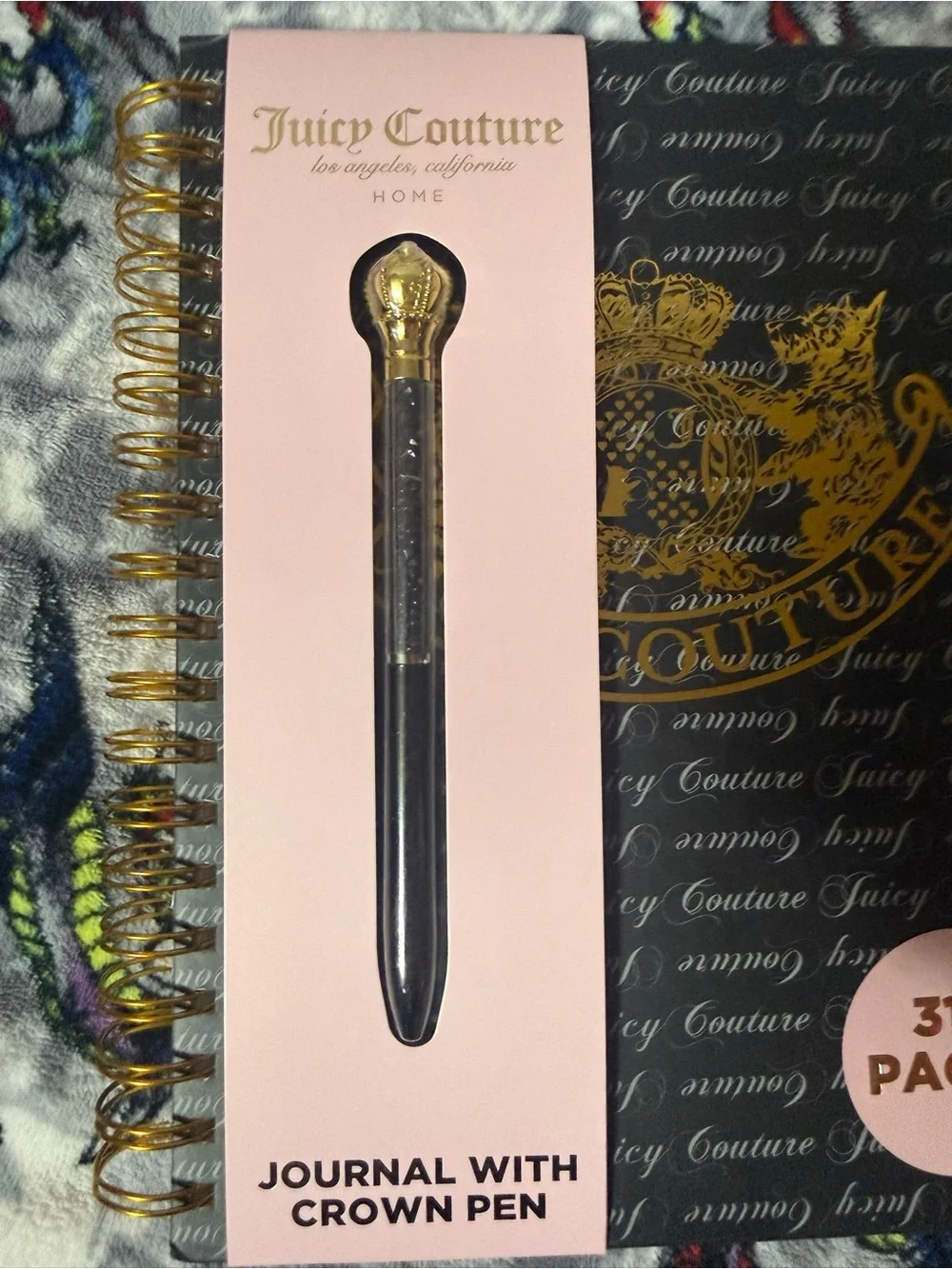 Juicy Couture Black & Pink Journal with Gold Crown Pen